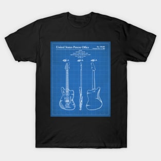 Electric Guitar Patent - Guitarist Music Lover Art - Blueprint T-Shirt